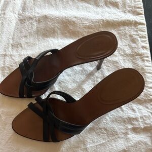 Gucci Black Brown Leather Mule Heels